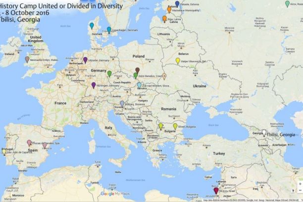 Hometowns of the participants of the »United or Divided in Diversity« History Camp | Map data: Google Maps