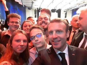 EUSTORY Summit participant Arthur in a selfie with French president Emmanuel Macron | Photo: Arthur Anglade, Emmanuel Macron
