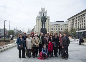 Representatives in front of the Majakowski monument | Photo: Natalia Kataeva