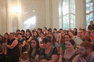 Participants, tutors, organiser and guests attending the award ceremony in the hall of Writer's House | Photo: Irakli Khvadagiani/SovLab